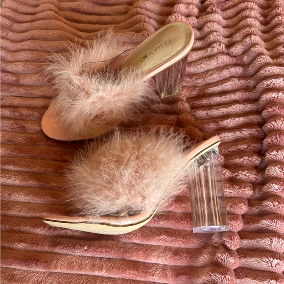 Fashion Nova Shoes - Pink feather heels